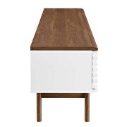 Durable particleboard frame TV stand in walnut/ white finish by Modway additional picture 4