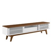Durable particleboard frame TV stand in walnut/ white finish by Modway additional picture 5
