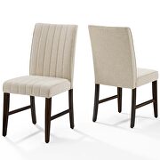 Channel tufted upholstered fabric dining chair set of 2 in beige by Modway additional picture 2