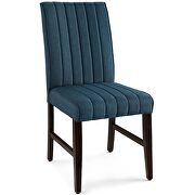 Channel tufted upholstered fabric dining chair set of 2 in blue additional photo 3 of 6