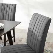 Channel tufted upholstered fabric dining chair set of 2 in gray additional photo 2 of 6