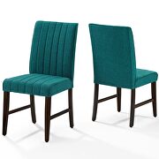 Channel tufted upholstered fabric dining chair set of 2 in teal by Modway additional picture 7