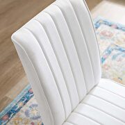Channel tufted upholstered fabric dining chair set of 2 in white additional photo 2 of 6