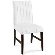 Channel tufted upholstered faux leather dining chair set of 2 in white additional photo 3 of 6