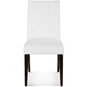 Channel tufted upholstered faux leather dining chair set of 2 in white additional photo 4 of 6