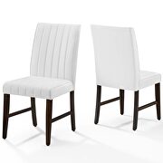 Channel tufted upholstered faux leather dining chair set of 2 in white by Modway additional picture 6