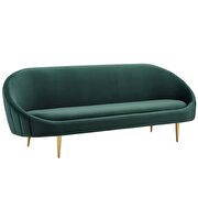 Vertical curve back performance velvet sofa in green additional photo 3 of 5