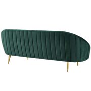 Vertical curve back performance velvet sofa in green additional photo 4 of 5