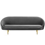 Vertical curve back performance velvet sofa in gray additional photo 2 of 5