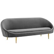Vertical curve back performance velvet sofa in gray additional photo 3 of 5