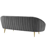 Vertical curve back performance velvet sofa in gray additional photo 4 of 5