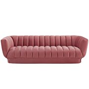 Vertical channel tufted performance velvet sofa in dusty rose additional photo 2 of 5