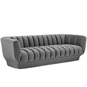 Vertical channel tufted performance velvet sofa in gray additional photo 3 of 5