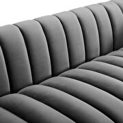Vertical channel tufted performance velvet sofa in gray additional photo 5 of 5