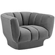Vertical channel tufted performance velvet chair in gray additional photo 2 of 3
