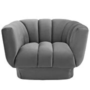 Vertical channel tufted performance velvet chair in gray additional photo 4 of 3