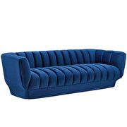 Vertical channel tufted performance velvet sofa in navy additional photo 3 of 5
