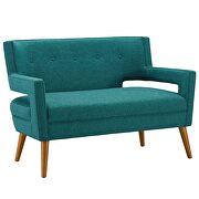 Upholstered fabric loveseat in teal additional photo 5 of 6