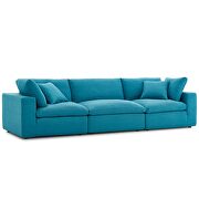 Down filled overstuffed 3 piece sectional sofa set in teal additional photo 2 of 7