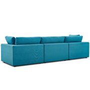 Down filled overstuffed 3 piece sectional sofa set in teal by Modway additional picture 3