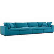 Down filled overstuffed 4 piece sectional sofa set in teal additional photo 2 of 7