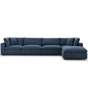 Down filled overstuffed 5 piece sectional sofa set in azure additional photo 4 of 9