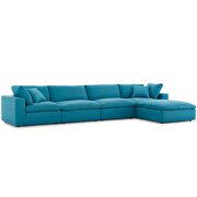 Down filled overstuffed 5 piece sectional sofa set in teal additional photo 3 of 9