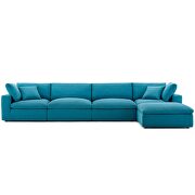 5 piece modular sectional sofa set in teal fabric by Modway additional picture 10