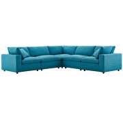 Down filled overstuffed 5 piece sectional sofa set in teal by Modway additional picture 7