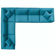 Down filled overstuffed 6 piece sectional sofa set in teal additional photo 2 of 7