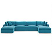 Down filled overstuffed 6 piece sectional sofa set in teal additional photo 2 of 8
