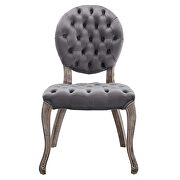 French vintage dining performance velvet side chair in gray additional photo 3 of 5