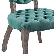French vintage dining performance velvet side chair in teal additional photo 2 of 5