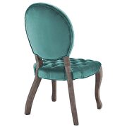 French vintage dining performance velvet side chair in teal additional photo 4 of 5