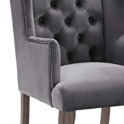French vintage dining performance velvet armchair in gray additional photo 2 of 5