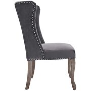 French vintage dining performance velvet side chair in gray additional photo 5 of 5