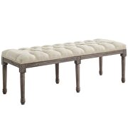 French vintage upholstered fabric bench in beige by Modway additional picture 6