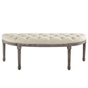 Vintage french upholstered fabric semi-circle bench in beige by Modway additional picture 4