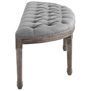 Vintage french upholstered fabric semi-circle bench in light gray additional photo 5 of 6