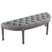 Vintage french upholstered fabric semi-circle bench in light gray by Modway additional picture 7