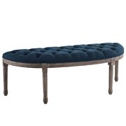 Vintage french upholstered fabric semi-circle bench in navy by Modway additional picture 2