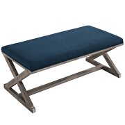 Vintage french x-brace upholstered fabric bench in navy by Modway additional picture 2