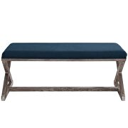 Vintage french x-brace upholstered fabric bench in navy by Modway additional picture 5