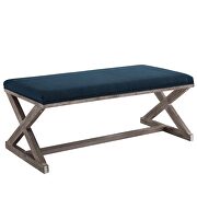 Vintage french x-brace upholstered fabric bench in navy by Modway additional picture 6