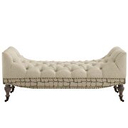 Vintage french upholstered fabric bench in beige by Modway additional picture 5