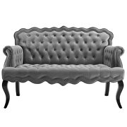 Chesterfield button tufted loveseat performance velvet settee in gray by Modway additional picture 5