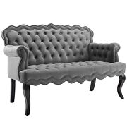 Chesterfield button tufted loveseat performance velvet settee in gray by Modway additional picture 6