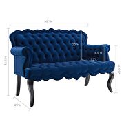 Chesterfield button tufted loveseat performance velvet settee in navy by Modway additional picture 3