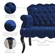Chesterfield button tufted loveseat performance velvet settee in navy by Modway additional picture 8