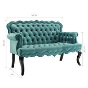 Chesterfield button tufted loveseat performance velvet settee in teal additional photo 3 of 8